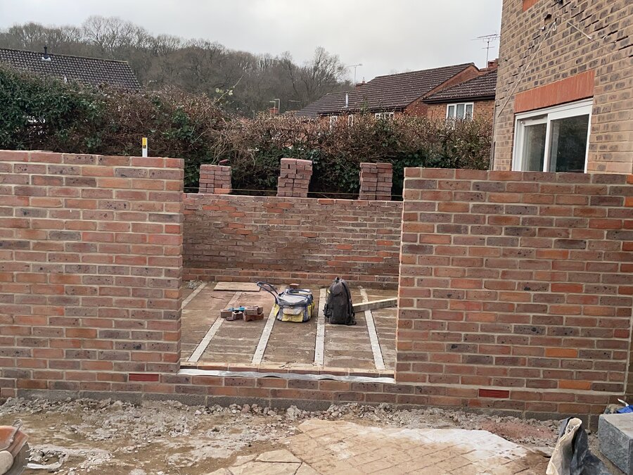 Home extension brickwork in progress