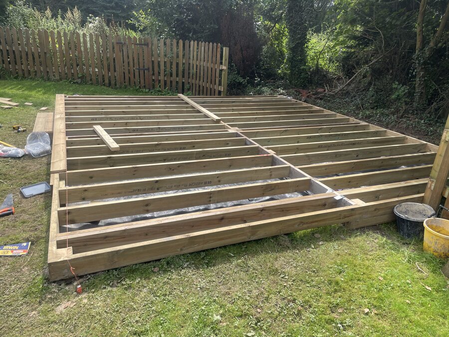 Timber deck frame groundworks